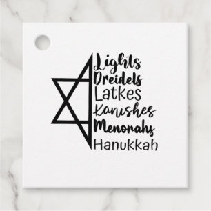 Light Dreidel Latke Kanish Menorah Hanukkah  Favour Tags