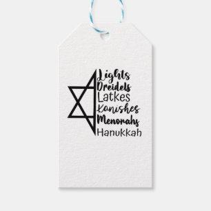 Light Dreidel Latke Kanish Menorah Hanukkah  Gift Tags