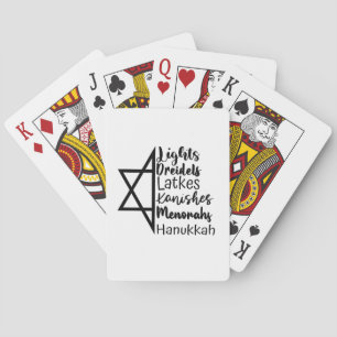 Light Dreidel Latke Kanish Menorah Hanukkah  Playing Cards
