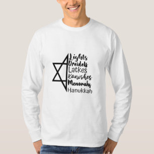 Light Dreidel Latke Kanish Menorah Hanukkah  T-Shirt