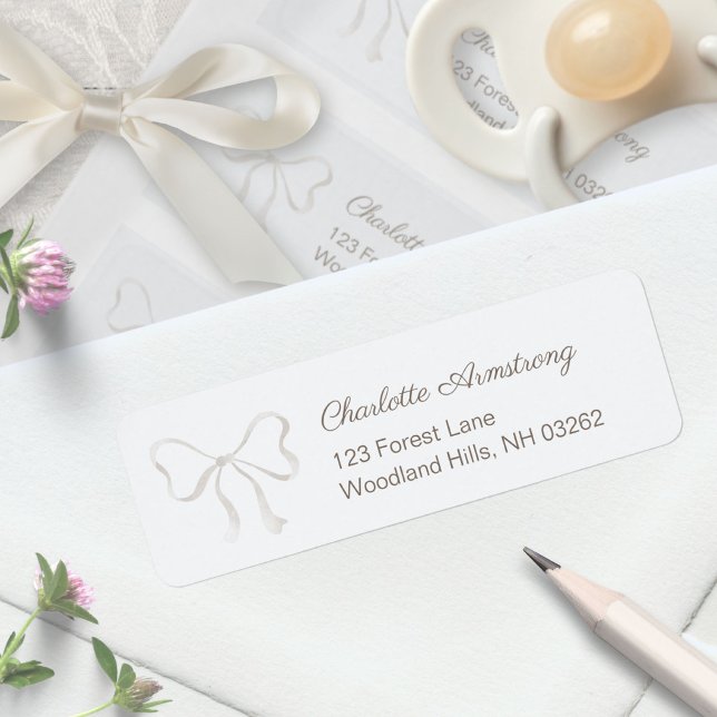 Light Dusty Blue Baby  Shower Bow Return Address (Light Dusty Blue Baby Shower Bow Return Address Label ©Susanne Sachers - Sunny Mind 🌞)