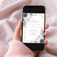 Light Dusty Blue Blush Pink Gold Floral Photo