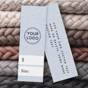 Light dusty blue faux linen look price hang tag