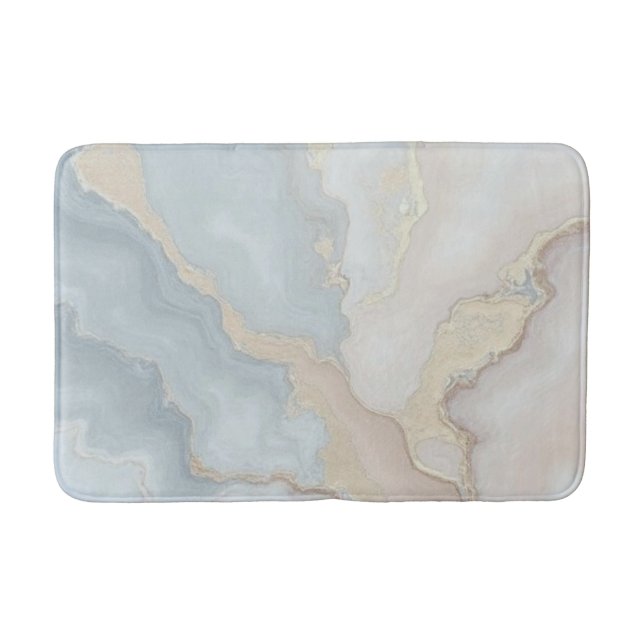 Light Dusty Blue Gray Beige Cream Abstract Bath Mat (Front)