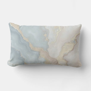 Light Dusty Blue Grey Beige Cream Abstract Lumbar Cushion