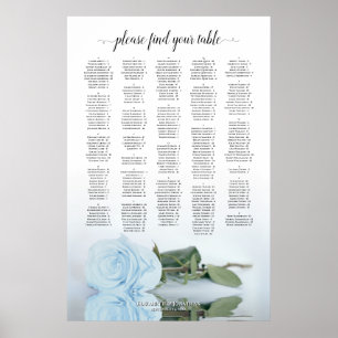 Light Dusty Blue Rose Alphabetical Seating Chart