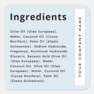 Light dusty blue trendy ingredient list product square sticker
