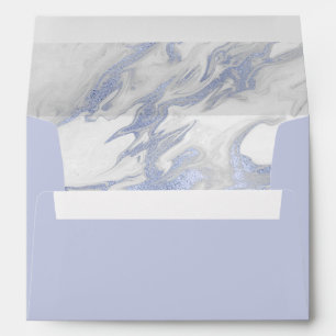 Light Dusty Blue with Marbled Inside Wedding Envelope