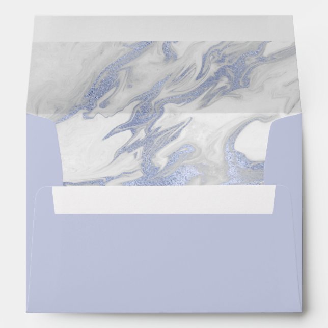Light Dusty Blue with Marbled Inside Wedding Envelope (Back (Bottom))