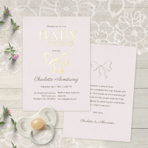 Light Dusty Rose Elegant Bow Baby Shower