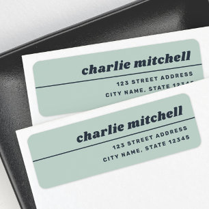 Light dusty sea green retro font return address