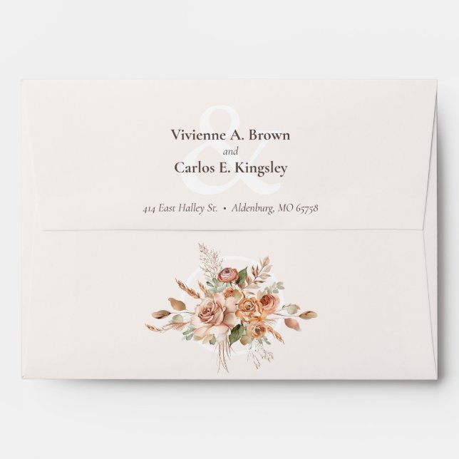 Light Earth Tone Floral Rustic Boho Invitation Envelope (Back (Top Flap))