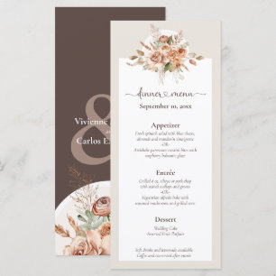 Light Earth Tone Floral Rustic Boho Wedding Menu