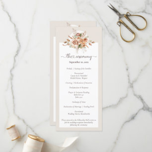 Light Earth Tone Floral Rustic Boho Wedding Party Programme