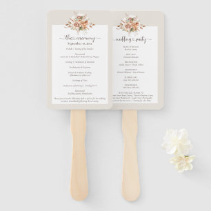 Light Earth Tone Floral Wedding Program / Party Hand Fan