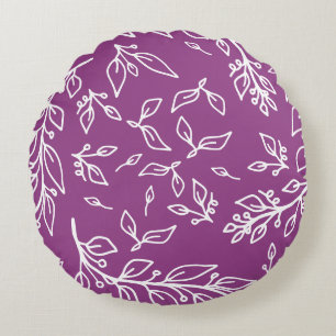 Light Eggplant warm purple Floral Round Cushion