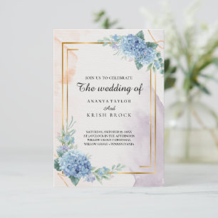 Light Elegant Blue Floral Wedding Invitation