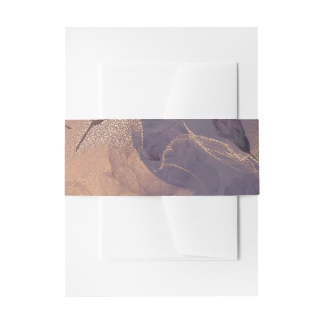 Light Elegant Boho Floral Purple Fall Gold Wedding Invitation Belly Band (Front Example)