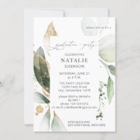Light Eucalyptus Glow Gold Graduation Party