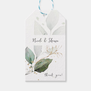 Light Eucalyptus Glow Gold Greenery Thank You Gift Tags