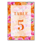 Light Faded Pink Orange Floral Table 5 Wedding