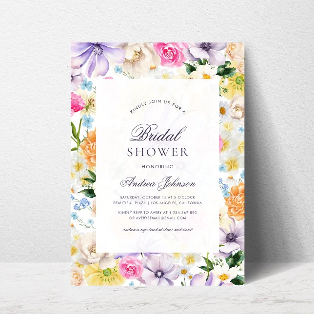 Light Faded Summer Garden Floral Bridal Shower Invitation (Creator Uploaded)