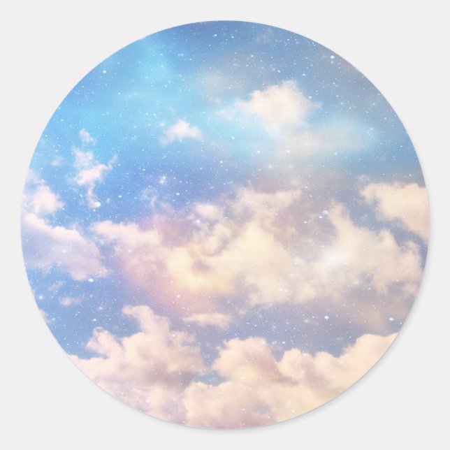 Light Fantasy Clouds Classic Round Sticker (Front)