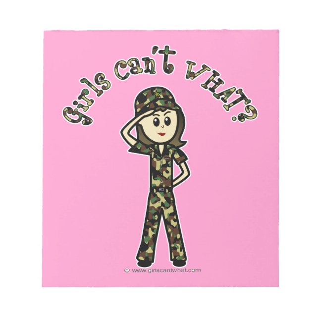 Light Female Army Girl Notepad (Front)