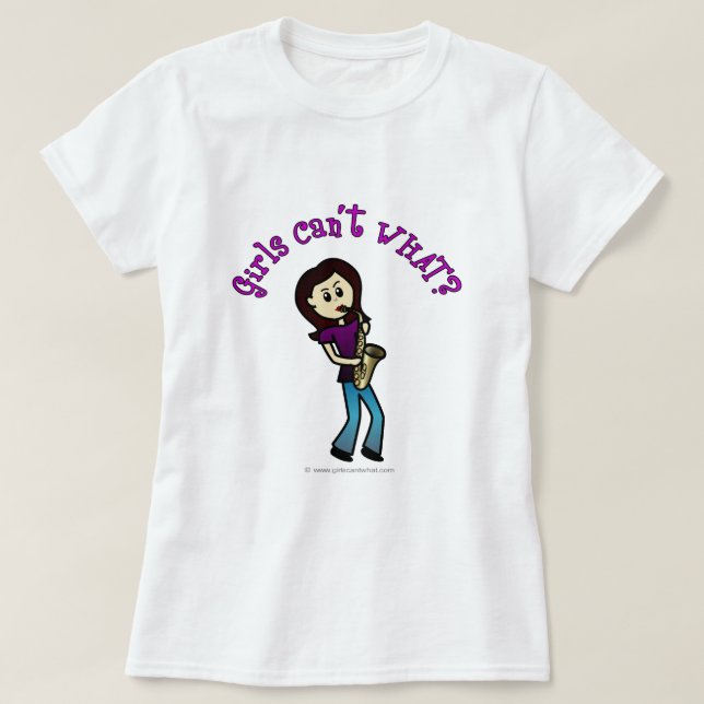 Light Female Saxophone Player T-Shirt (Design Front)