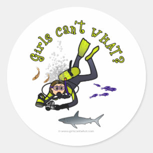Light Female Scuba Diver Classic Round Sticker