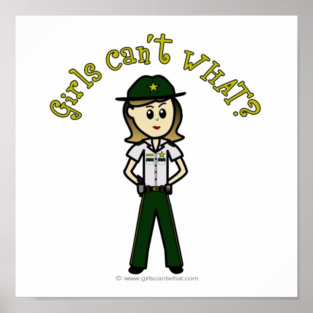 Light Female Sheriff in Green Uniform Poster (Front)