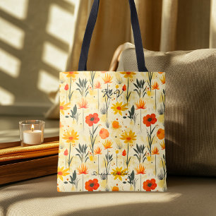 Light Floral Pattern – Fresh Botanical Flower Tote Bag