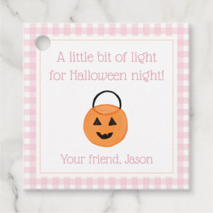 Light for Halloween Night Trick or Treat Kids Pink Favour Tags