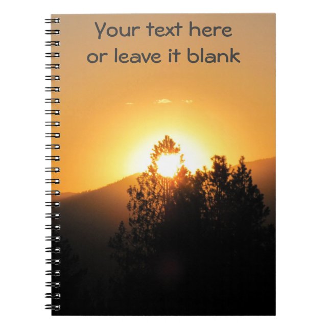 Light For Inspiration Bright Sunset through tree Spiral Notebook (Front)