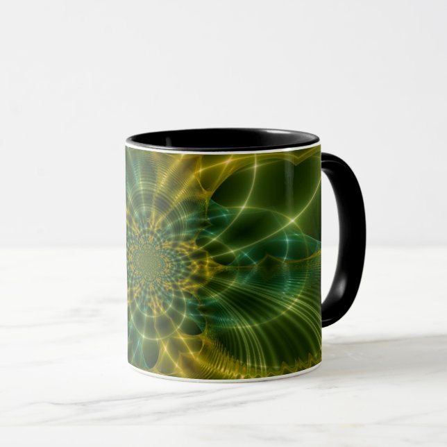 Light Fractal - Green & Yellow Mug (Front Right)