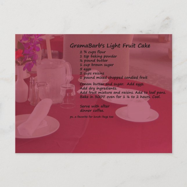 Light Fruit Cake Postcard (Front)