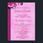 Light Fuchsia Floral Flat Wedding Program Template<br><div class="desc">© Sunny Mars Designs - Floral Hibiscus: Soft Light Fuchsia Magenta Wedding Program Flat Card - This fully customisable custom wedding programme template features an illustration of a dark pink,  purple or fuschia hibiscus floral decoration.  Personalise it by adding your wedding party and wedding ceremony details.</div>