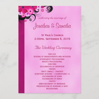 Light Fuchsia Floral Flat Wedding Program Template
