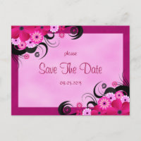 Light Fuchsia Floral Save The Date Announcement