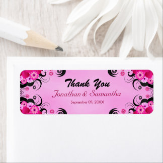 Light Fuchsia Floral Small Wedding Favour Labels