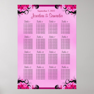Light Fuschia 16 Wedding Table Seating Charts