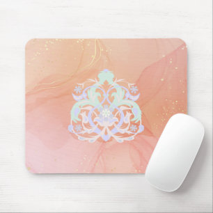Light Garden Harmony – Blue & Peach Florals Mouse Pad