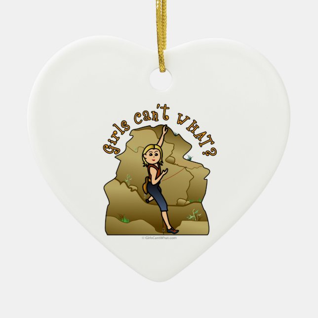Light Girl Rock Climber Ceramic Tree Decoration (Front)