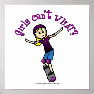 Light Girl Skater with Helmet Poster