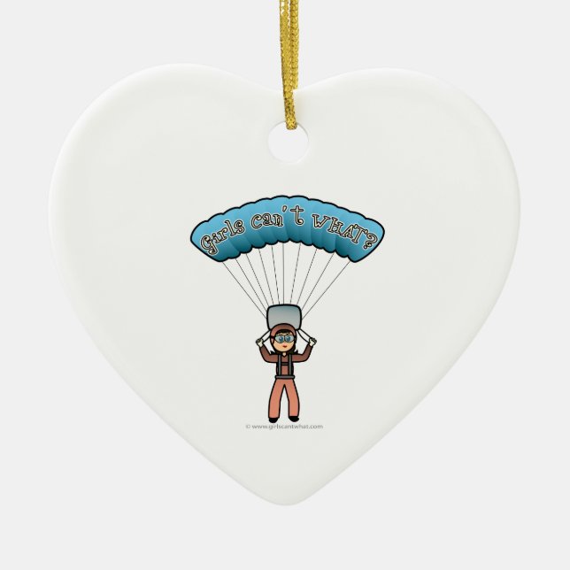 Light Girl Sky Diver Ceramic Tree Decoration (Front)