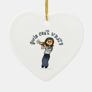 Light Girl Trumpet Player Ceramic Tree Decoration