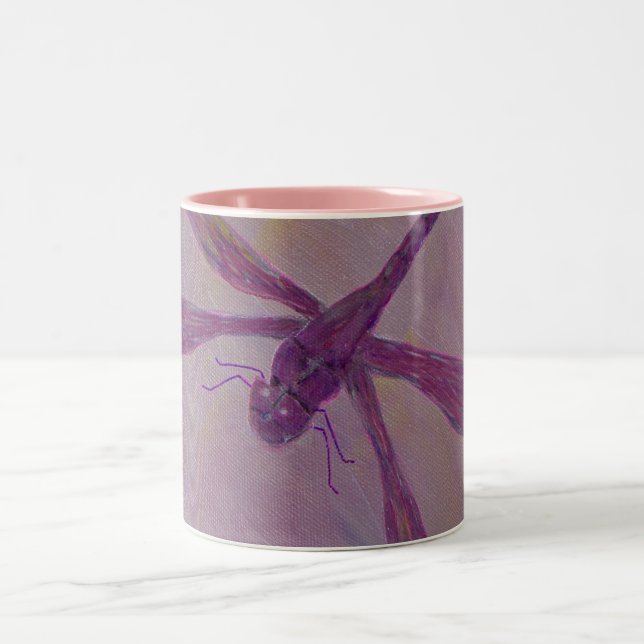 Light Glitter Dragonfly Two-Tone Coffee Mug (Center)