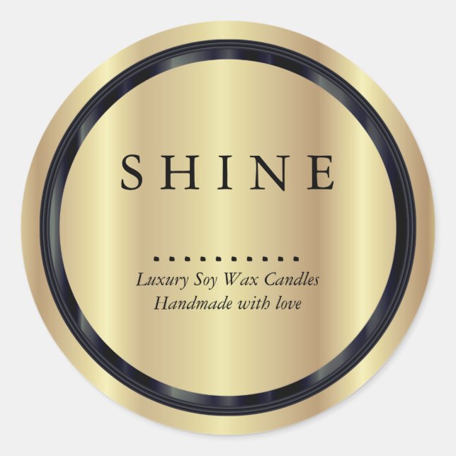 Light Gold and Black Frame  Classic Round Sticker (Front)