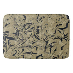 Light Gold & Black Elegant Glam Marble Swirl Bath Mat