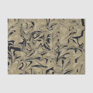 Light Gold & Black Elegant Glam Marble Swirl Tissue Paper